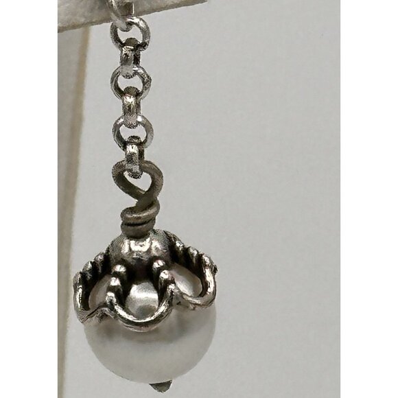 Brighton ATMA Just Pearls Crystals Silver Plated French Wire Earrings - Picture 5 of 12